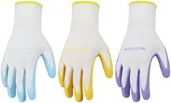 HANDLANDY 3 Pairs Womens Gardening Gloves, Breathable Nitrile Coated Outdoor Yard Work Gloves, Best Gift for Ladies Gardener, Medium
