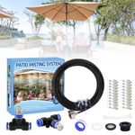 YuYo Mister System, 59FT Misting Line +21 Brass Mist Nozzles + 3/4" Brass Adapter Misters for Outside Patio Greenhouse Garden Gazebo Poolside Umbrella Trampoline