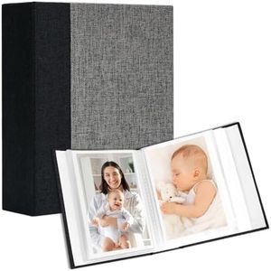 Hiwhy Linen 4x6 Photo Albums 2 Packs, Each Hardcover Small Insert Bookshelf Photo Albums for 100 Photos, Ideal for Kids Wedding Travel, Black