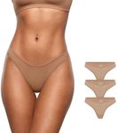 INLYRIC Women's Inbarely Soft Thong - No Show Sexy Panties Breathable V-waisted Ladies Underwear 3 Pack Gravel (3pack) Small