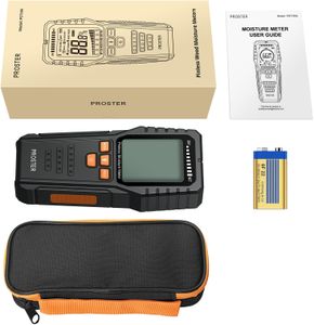 Proster Pinless Moisture Meter – Non-Invasive LCD Damp Detector for Wood, Masonry