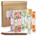 ABOUT SPACE Aessenc 8 Fragrance 200 Sticks (25 Sticks Each Fragrance) Incense Sticks/Agarbatti - Natural Aroma Handrolled Multi Fragrance Sticks with Wooden Holder for Pooja Meditation - 25x30x4 cm