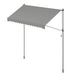 SONGMICS Retractable Awning, Manual Retractable Sunshade, Height-Adjustable with Crank, for Balcony, Garden, Patio, 300 x 120 cm, Grey GSA302G01