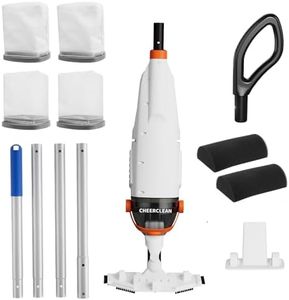 3 IN 1 Cordless Handheld Pool Vacuum Cleaner Kit-1110GPH Real Strong Suction,60min Run-time,40µm Fine Mesh Filter,Aluminum Pole,Net,Floating Dispenser for Hot Tubs,Inground &Above Ground Pools -Orange