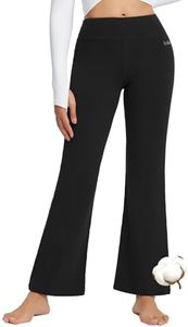 BALEAF Pantaloni da Yoga Donna Pantaloni Campana Donna con Vita Alta Tasca Interna Tanspirante Comodo Pantaloni Sportivi a Casa Nero 30 inch XXL