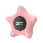 LEDFAAH Safety Baby Bath Thermometer, Auto On & Off Bathtub Thermometer Floating Toy, Digital Bathing Water Temperature Warning Thermometer, Pink Sea Star Shape