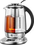 FOHERE Electric Kettle, 1.7L Glass Tea Kettle with Removable Infuser & 9 Original Presets, 140℉ to 212℉ Precise Temperature Control, Fast Boiling Water Boiler with LED Indicator