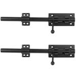 2PCS 12" Black Slide Bolt Gate Latch with 9 mm Padlock Hole, 2.4 mm Thick Base, 304 Stainless Steel Latches, ½" Dia. Solid Barrel Bolt for Barn Fence Shed Basement