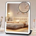 FUNTOUCH Folding Travel Makeup Mirror, Rechargeable 1800mA Portable Lighted Makeup Vanity Mirror with 10X Magnifying Mirror, 3 Colors Dimmable Ultra Thin Cosmetic Mirror Makeup Mirror with Lights