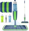 Spray Mops Microfiber Floor for Cleaning -MEXERRIS Wet Dust Mop with 2 Refillable Bottle and 5 Pads Hardwood Laminate Vinyl Ceramic Floors Cleaning, Green