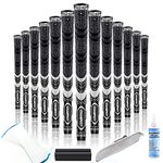 CHAMPKEY Premium Hybrid Golf Grips 13 Pack | All Weather Performance Golf Club Grips | Choose Between 13 Grips with 15 Tapse and 13 Grips with All Kits (Midsize, Black(Kits))