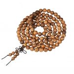 Kuesn 8mm 108 Mala Prayer Beads Bracelet Natural Wood Tibetan Buddhist Buddha Meditation Bead Necklace Bracelet (Brown)