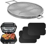 KINLYBO Splatter Shield and 3PCS Grill Mat Set for Ninja Foodi IG651, IG600, IG601, Replacement Stainless Steel Splatter Screen Air Fryer Accessories for Ninja Foodi Smart XL Pro 7-in-1 Indoor Grill