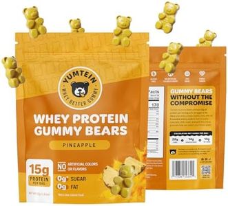 Yumtein Protein Gummy Bears - 15g Complete Protein, 0g Sugar, 0g Fat - Halal Beef Gelatin - Natural Colors - 170 Cal (12-Pack, Pineapple)