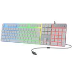 Zebronics War-K Gaming Keyboard with 104 Keys,Multi Color LED,1.8m Braided Cable, Gold Plated USB,Laser Keycaps, Anti-Ghosting 19 Keys,2 Step Stand,12 Integrated Multimedia Keys (White)