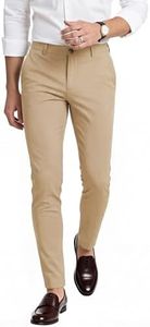 GINGTTO Mens Chinos Casual Pants Slim Fit Stretch Khaki Brown Dress Pant for Men (Khaki Brown,30)