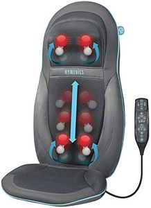 HoMedics Gel Back Massager Massage Chair Pad Seat Cover, Relax Full Back Neck Shoulder Muscles, Deep Kneading Rolling Vibration Soothing Heat, High Definition Targeted Treatments for Home + Office