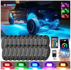 20 Pods Segmented Metal RGB LED Rock Lights Kit with APP/RF Remote Control, Upgraded Underglow Light Waterproof Bright Multi Color 12v Alloy Underbody Light for Trucks Pickup Jeep ATV UTV Golf Cart