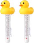 2 Packs Floating Pool Thermometer, Cute Yellow Duck Design Accurate Readings for Water Temperature, Shatter Resistant with String for Aquarium Thermometer for Outdoor & Indoor Swimming Pools & Spas