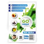 Go Inkjet Photo Paper 6x4 inch 10x15 cm Glossy 100 Sheets, 240 GSM for HP Canon Epson Inkjet Printers to Print Photographs