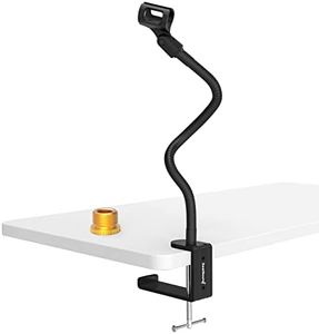 ZealSound Microphone Stand,Flexible Gooseneck Desktop Mic Stands Holder with Heavy Duty Desk Clamp,3/8" to 5/8" Screw Adapter Include 360 Adjustable Compact Mic Arm for Blue Snowball Ice Spark (Black)