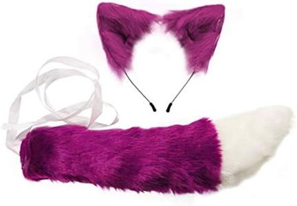 COSYEARS Handmade Fox Wolf Ears Headband and Faux Fur Tail for Halloween Cosplay Party Costume Accessories