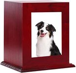 BRKURLEG Wooden Pet Urn for Ashes - Dog & Cat Cremation Keepsake Box with Photo Frame, Memorial Urn for Small & Medium Pets, Handcrafted Pet Ashes Storage Box, Pet Loss Memorial Gift