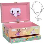 Jewelkeeper Ballerina Music Box & Little Girls Jewellery Set - 3 Ballerina gifts for Girls - Little Queen Design