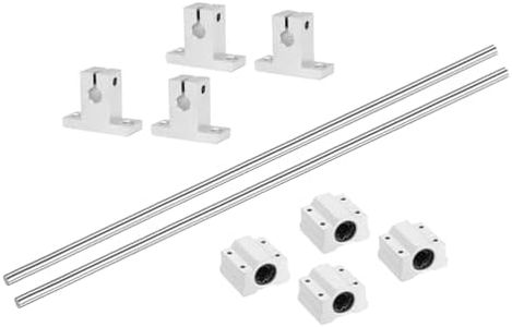 uxcell 2 Pcs 8mm x 450mm Linear Motion Rail Shaft Slide Guide with 4 Pcs SCS8UU Bearings and 4 Pcs SK8 Rail Support Linear Motion Rod Shaft Guide Set for CNC Machine 3D Printer, Silver
