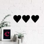 eCraftIndia Set of 3 Hearts Black Engineered Wood Wall Art Cutout, Ready to Hang Home Decor, one Size (WMDFCO115)