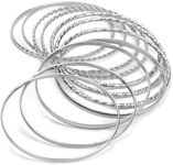 12pcs Boho Bangles for Women, Silve