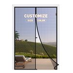 MAGZO Custom Fly Screens for Doors Width Within 130.01cm - 150cm, Customized Magnetic Door Curtain for Keeping Out Flies for Patio Doors, Magnets Door Net to Keep Bugs Out, Grey