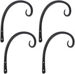 Achla Downcurled Wrought Iron Wall Hooks, Black, 8" L, Pack of 4