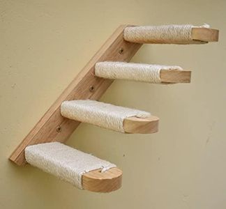 Cat Wall Mounted Shelf Furniture,Cat Climbing Shelves ,with Jute Scratching for Indoor Cats Four Steps Stairs,Heavy Duty Wooden Cats Perch Platform (Small-Left to Right)