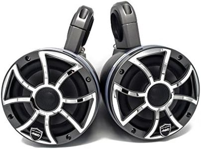 wet sounds REVO6-XSG-SS Gunmetal & Stainless Steel 6.5" LED Speakers in Kicker KMTES Black Enclosures with RGB LED Rings