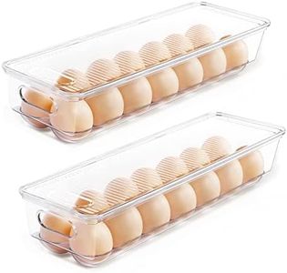 Vtopmart Egg Container Holders for Refrigerator - Clear Stackable Trays for 14 Eggs, Plastic Storage Bins for Fridge Organization (2 Pack)