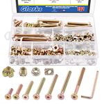Glarks 192Pcs M6 Baby Bed Crib Screws Bolts Hex Socket Head Cap Screws, M6 Barrel Nuts, M6 Threaded Inserts Nuts, M6 T-Nut, and Hex Wrench for Wood, Rock Climbing Holds, Cabinetry, Furniture