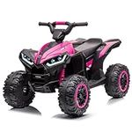 Voltz Toys ATV Ride-On Toy Car for Kids, 12V Off-Road Battery Powered Electric Quad 4 Wheeler Car for Kids with LED Lights, High/Low Speeds, MP3 Player (Pink)