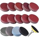 SIQUK 130pcs Sanding Discs 50mm with 1pc 1/4" Shank Backing Pad and 1pc Soft Foam Buffering Pad for Drill Grinder (10pcs Each Grit - 60 80 120 180 240 400 600 800 1000 1200 1500 2000 3000)