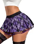 Avidlove Womens Lingerie Role Play Pleated Costume Mini Skirt With Garter Belt