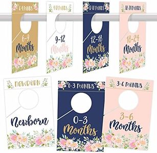 7 Navy Pink Gold Baby Nursery Closet Organizer Dividers For Girl Clothing, Floral Flower Age Size Hanger Organization For Kid Toddler Infant Newborn Clothes, Shower Registry Gift Supplies, 0-24 Months