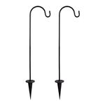 CALIDAKA 2 Pack Shepherds Hooks, Small Garden Stakes, Adjustable 26.77 Inch Shepherd Hooks for Hanging Plants, Garden Hooks Lawn Stakes for Solar Lights Lanterns Weddings Plant Baskets