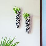 ExclusiveLane 'Midnight Bloom' Ceramic Wall Planters for Living Room & Balcony (Set of 2) | Wall Planter for Home Decoration Wall Hanging Planter Wall Mounted Planter for Outdoor Wall Pots for Plants