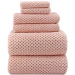 YTYC Towels,39x78 Inch Oversized Bath Sheets Towels for Adults Luxury Bath Towels Extra Large Sets for Bathroom Super Soft Highly Absorbent Microfiber Shower Towels 80% Polyester (Pink,6 Piece)