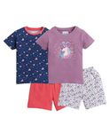 BUMZEE Lavender & Coral Girls T-Shirt & Short Set Pack of 2 Age - 3-4 Years (Peb4087G-lvd.crl)