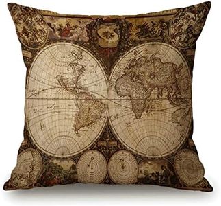 World Map Square Throw Pillow Cover Old World Map Drawn in 1720s Nostalgic Style Art Historical Atlas Vintage Design Decorative Pillow Case Home Decor 18x18 Inches Pillowcase