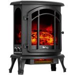 e-Flame USA Tahoe LED Portable Freestanding Electric Fireplace Stove - 3-D Log and Fire Effect (Black)