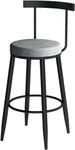 Nutech Decor Swivel Bar Stool: Modern Wrought Iron Design for Bars, Cafes, Counters, Balconies, and Homes - Stylish Dining Chair with Sturdy Footrest and Plush Velvet Pad (65cm, Grey)