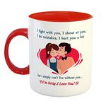 FurnishFantasy - I', m Sorry, I Love You Coffee Mug - Best Valentine Gift for Husband and Boyfriend Girlfriend Wife - Color - Red