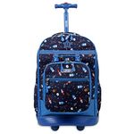 J World New York Unisex Kid's Duo Rolling Backpack with Lunch Box Set, Spaceship, One Size, Duo Kids Rolling Backpack With Lunch Box Set